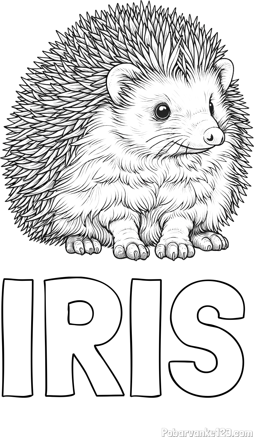 Pobarvanka imena IRIS in pobarvanka nasmejanega ježa