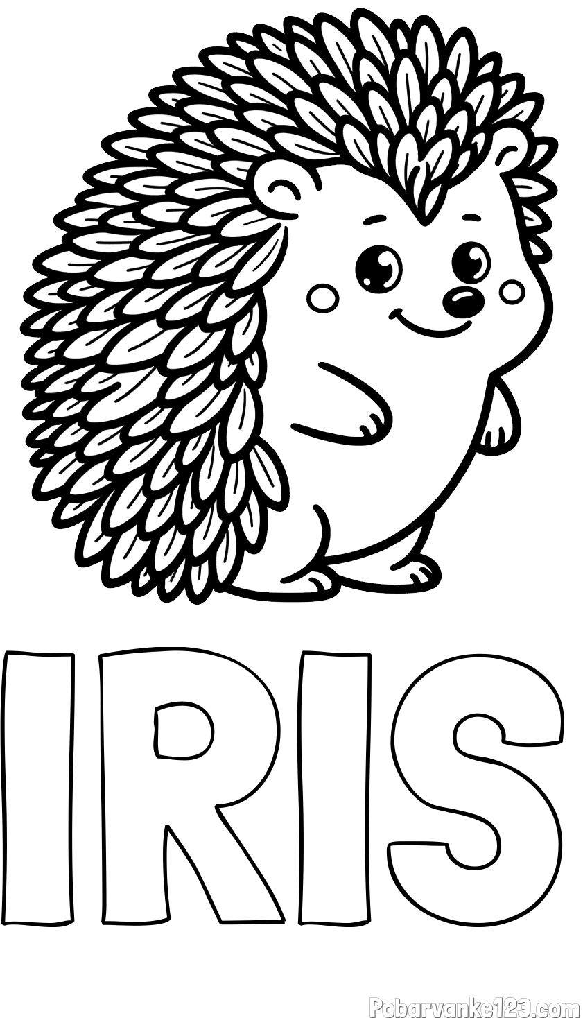Pobarvanka imena IRIS in pobarvanka prisrčnega ježka