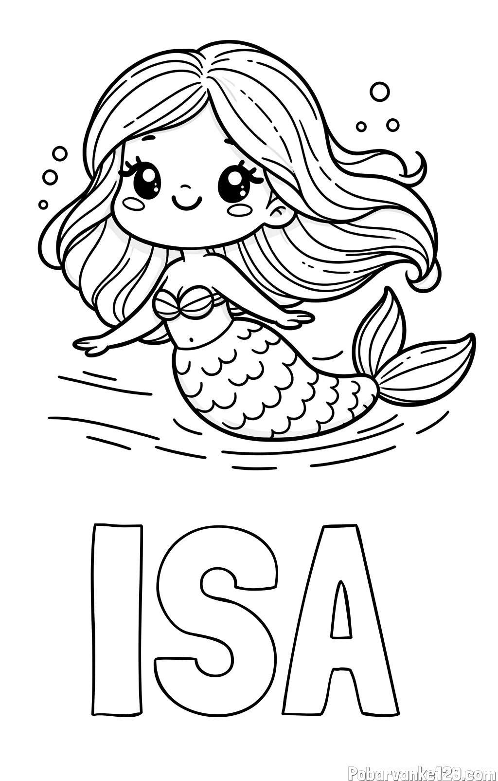 Pobarvanka imena ISA in pobarvanka ljubke morske deklice