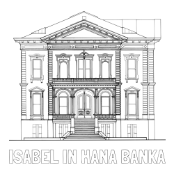 Online izdelana pobarvanka - Pobarvanka imena ISABEL IN HANA BANKA in pobarvanka palače