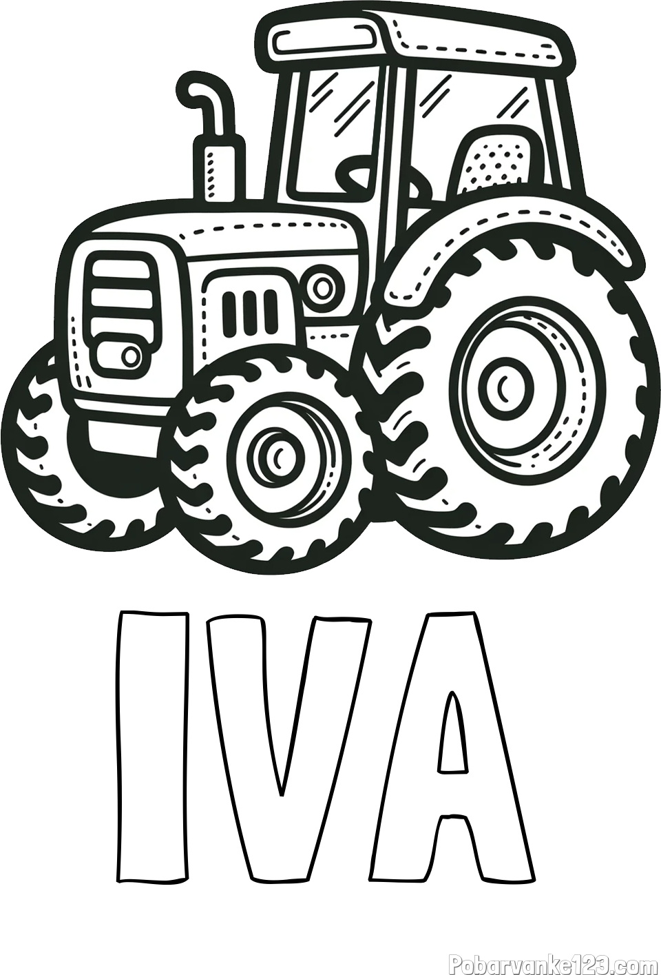 Pobarvanka imena IVA in pobarvanka čudovitega traktorja