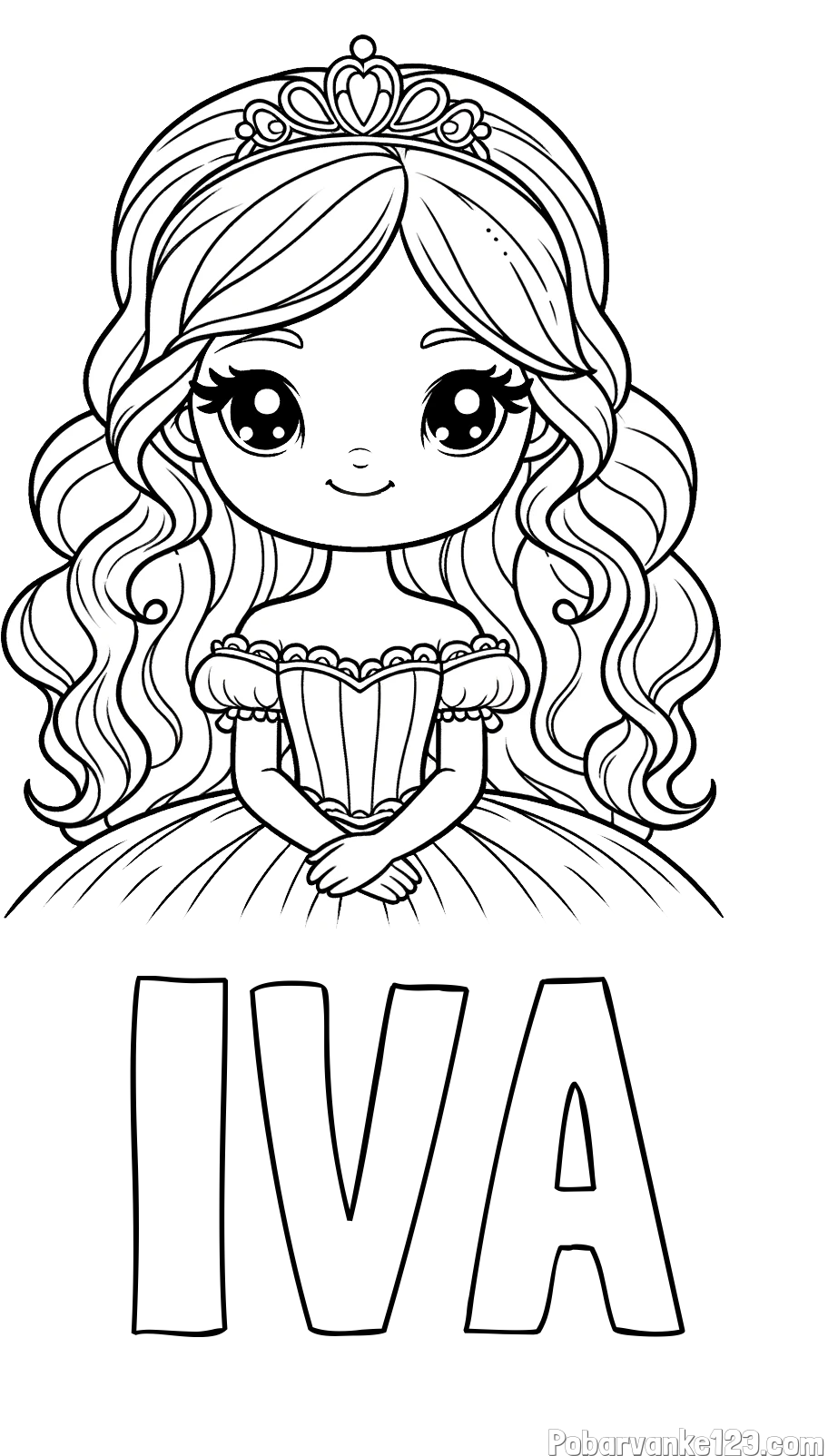 Pobarvanka imena IVA in pobarvanka ljubke princese