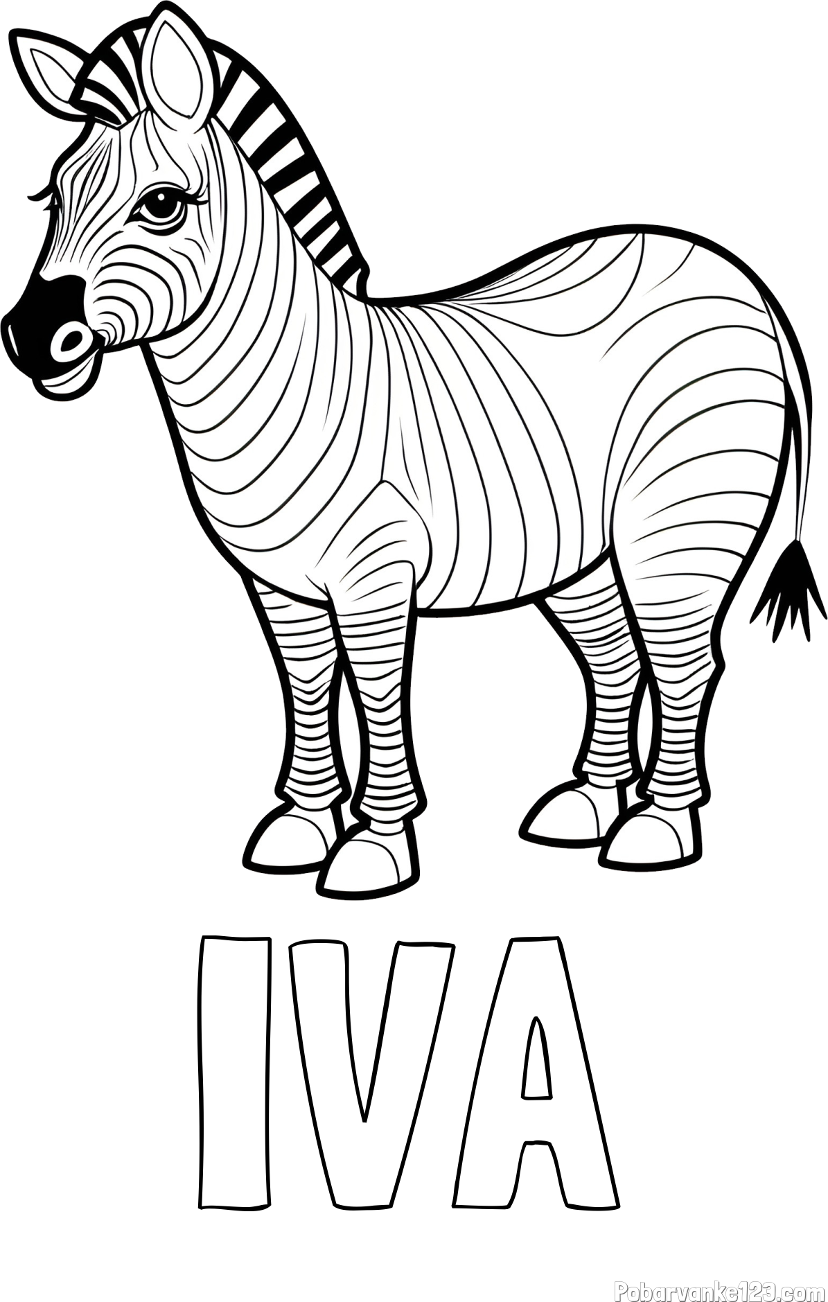 Pobarvanka imena IVA in pobarvanka ljubke zebre