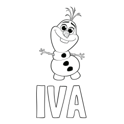 Pobarvanka imena IVA in pobarvanka prisrčnega snežaka Olaf