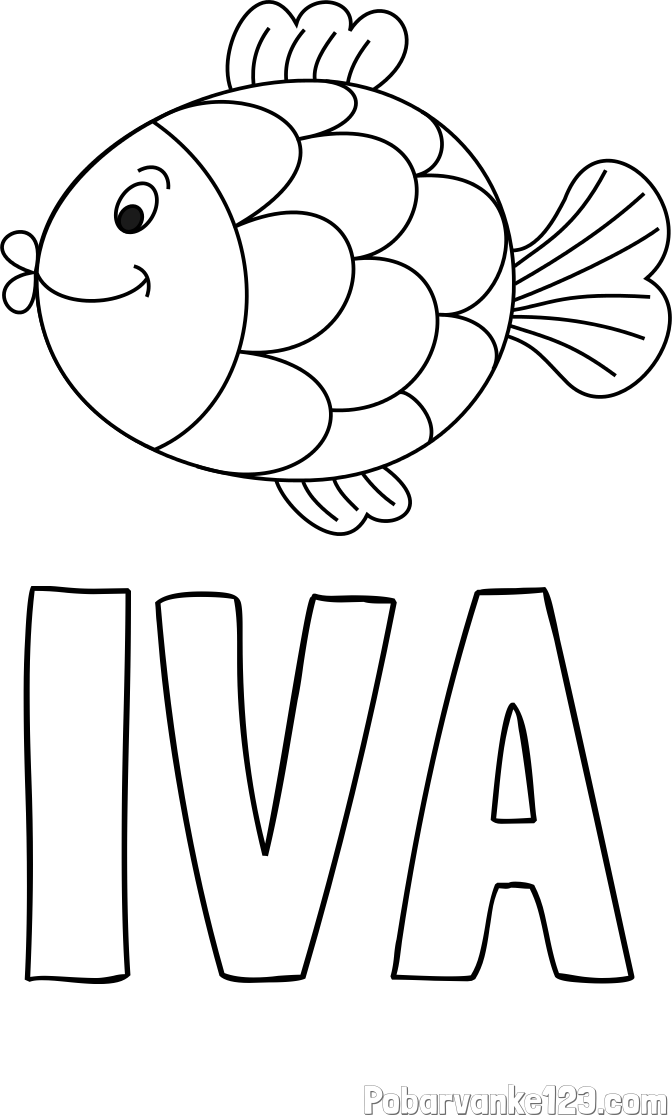 Pobarvanka imena IVA in pobarvanka ribice