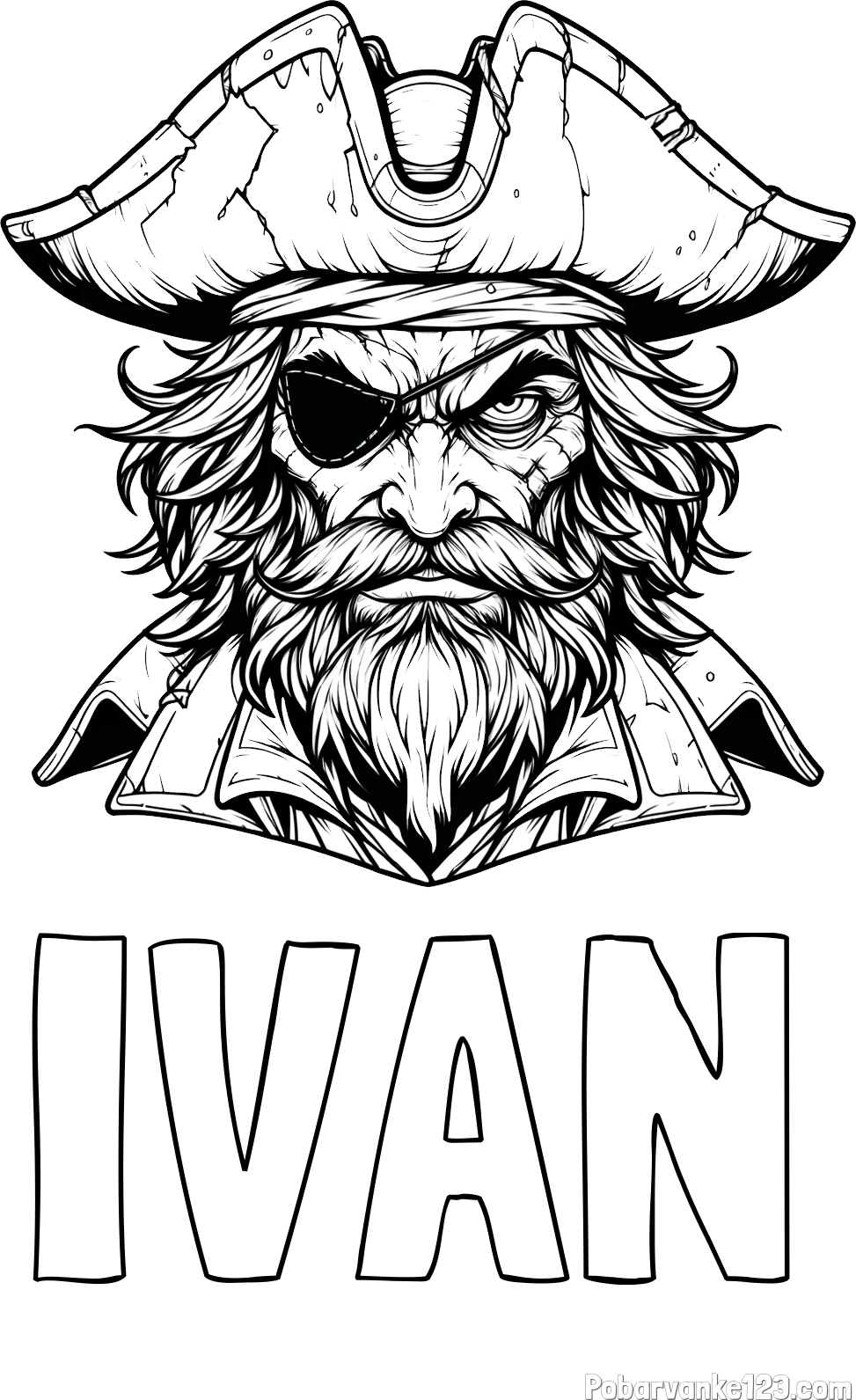Pobarvanka imena IVAN in pobarvanka zlobnega gusarja