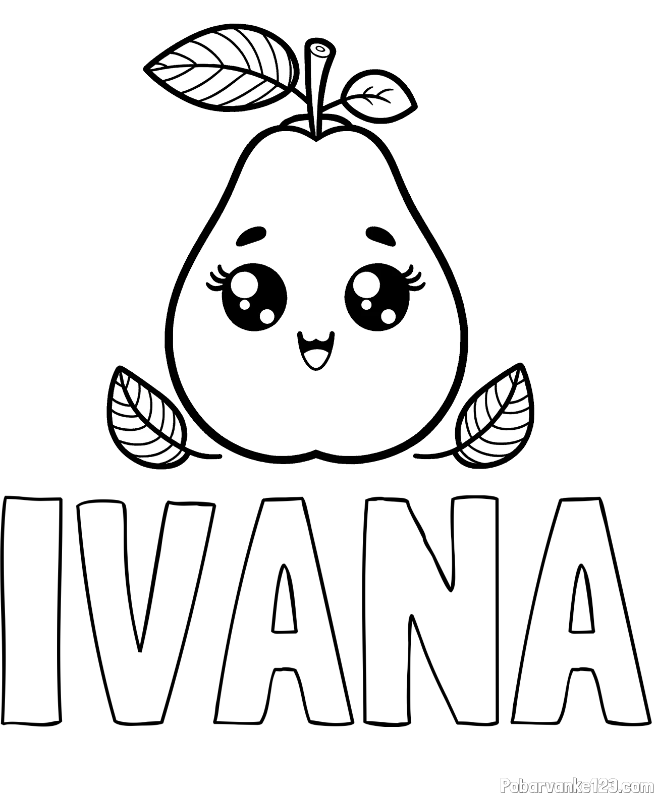 Pobarvanka imena IVANA in pobarvanka hruške