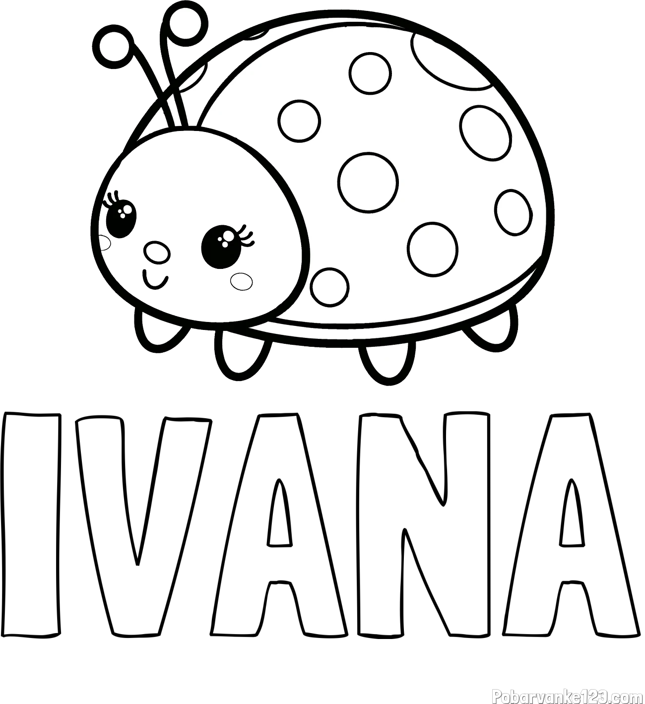 Pobarvanka imena IVANA in pobarvanka ljubke pikapolonice