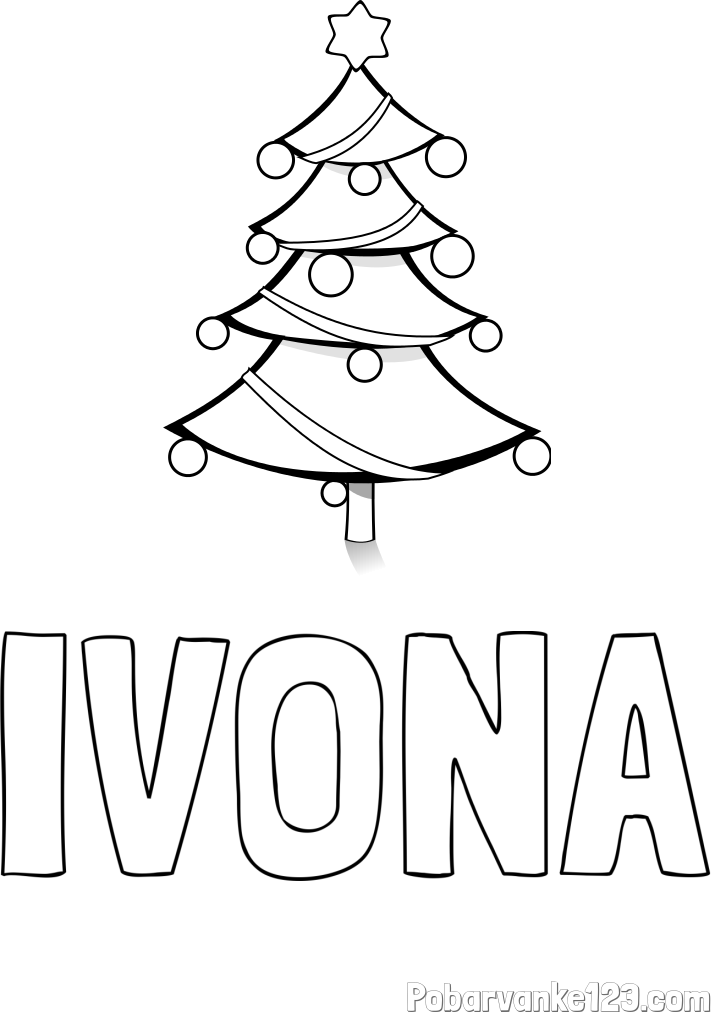 Pobarvanka imena IVONA in božična smreka