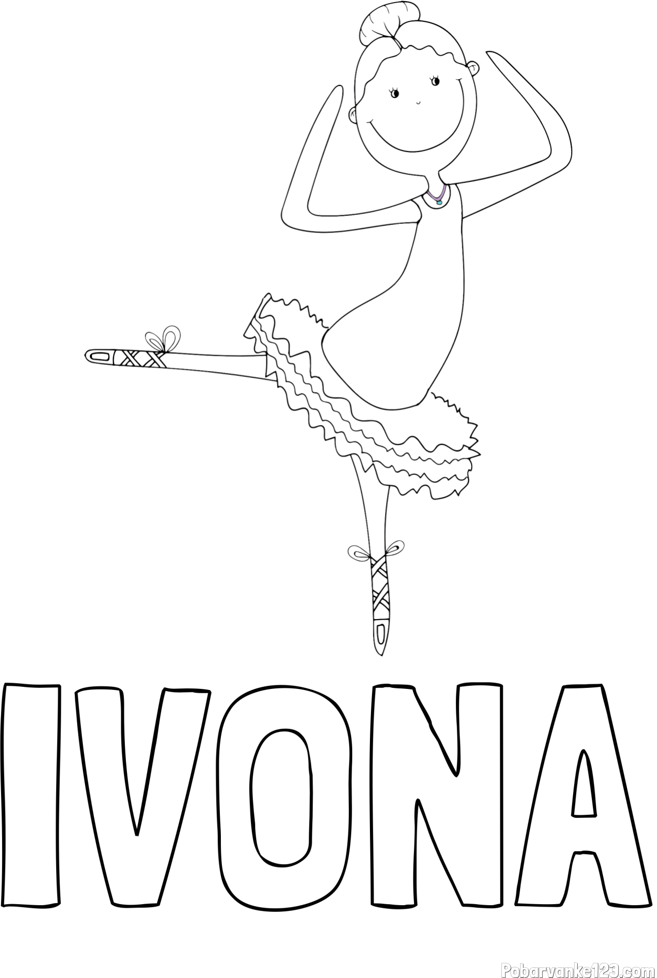 Pobarvanka imena IVONA in pobarvanka balerine