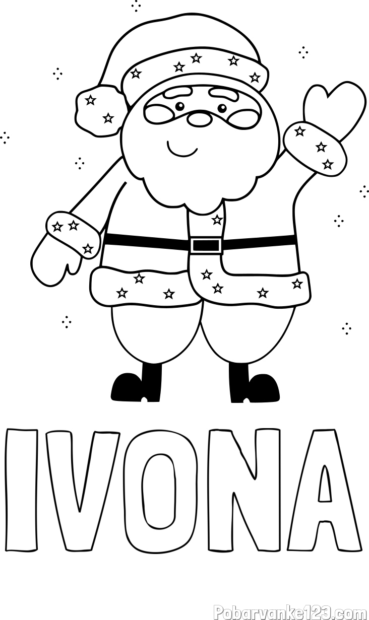 Pobarvanka imena IVONA in pobarvanka božička