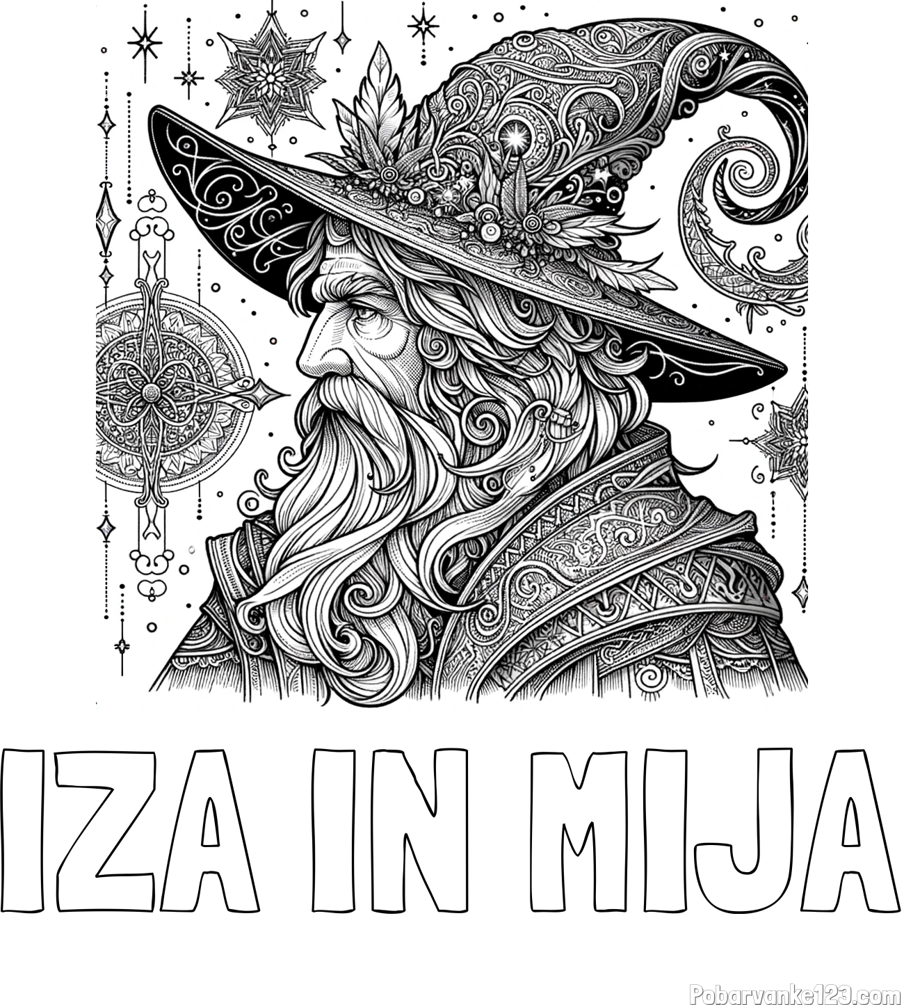 Pobarvanka imena IZA IN MIJA in Čudovita pobarvanka čarovnika