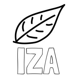 Online izdelana pobarvanka - Pobarvanka imena IZA in otroška pobarvanka jesenskega lista