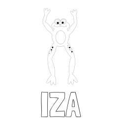 Online izdelana pobarvanka - Pobarvanka imena IZA in otroška pobarvanka žabice