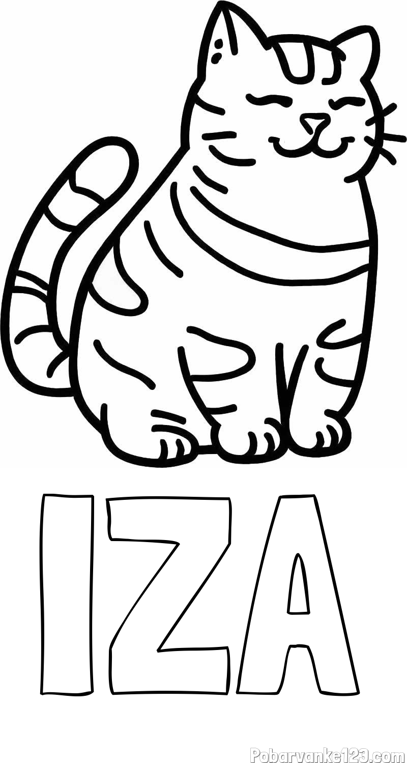 Pobarvanka imena IZA in pobarvanka debelušne mačke