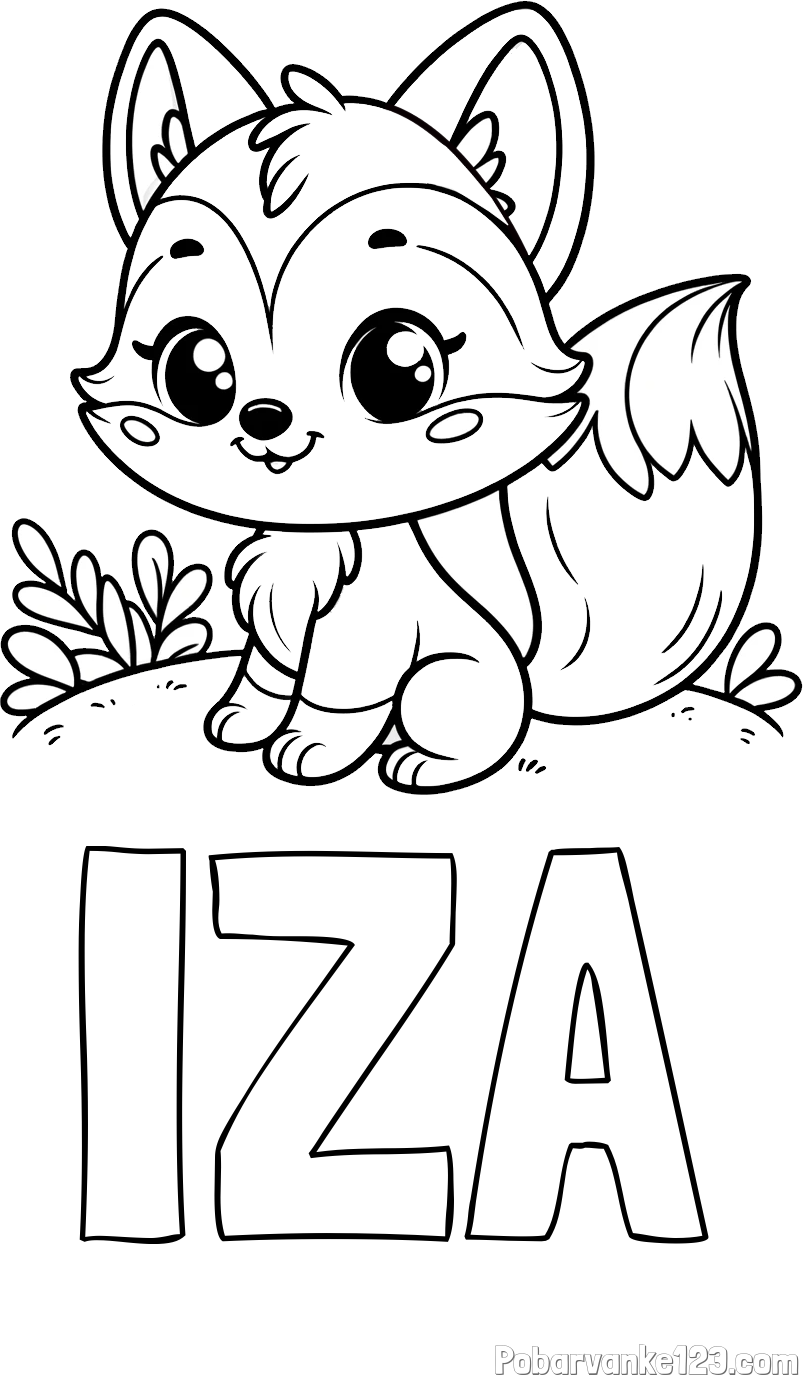 Pobarvanka imena IZA in pobarvanka lisičke