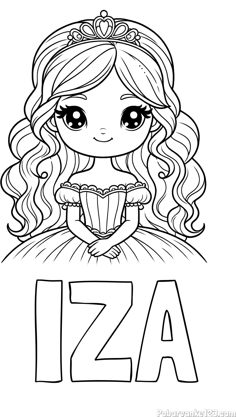 Pobarvanka imena IZA in pobarvanka ljubke princese