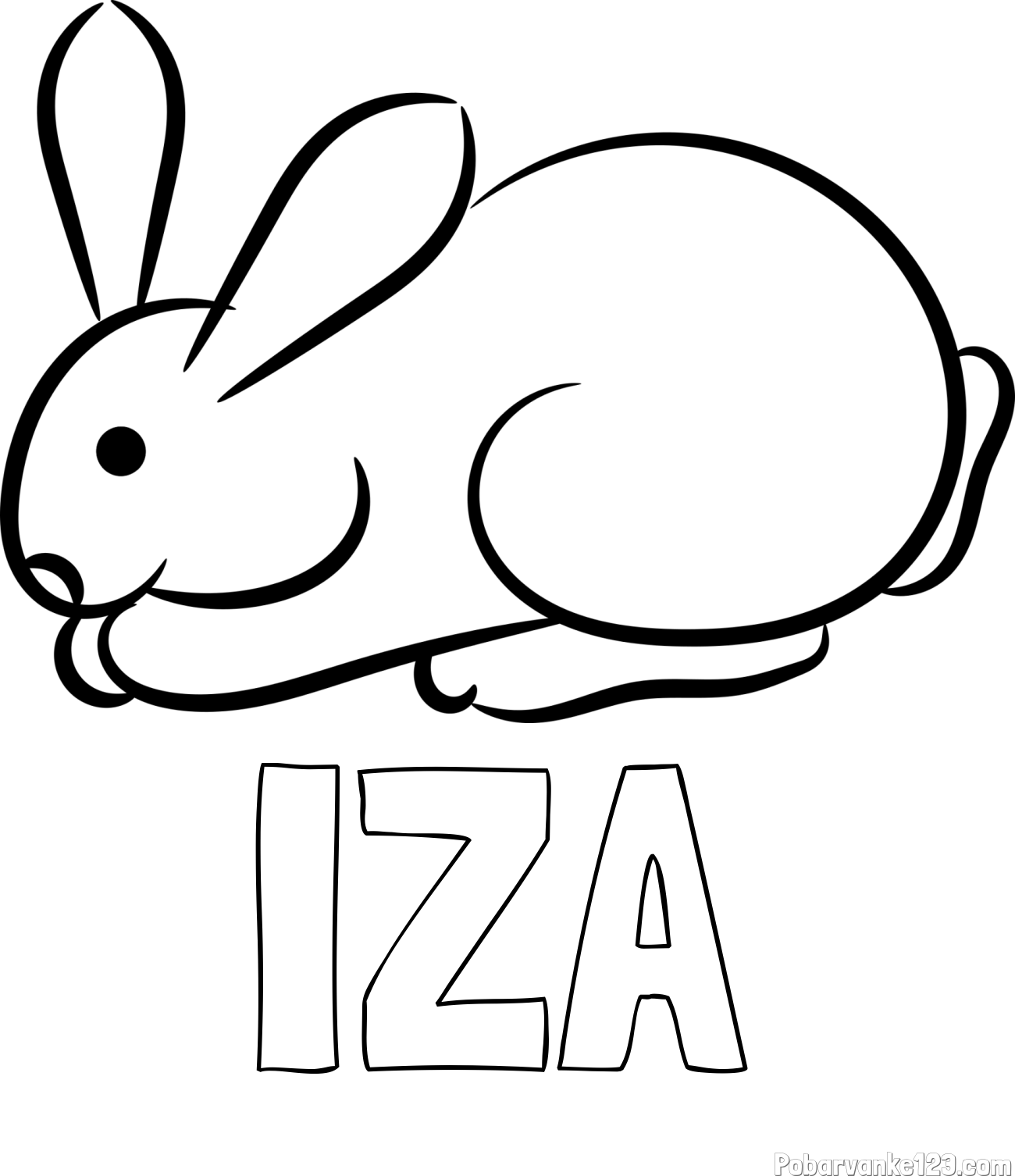 Pobarvanka imena IZA in pobarvanka majhnega zajčka