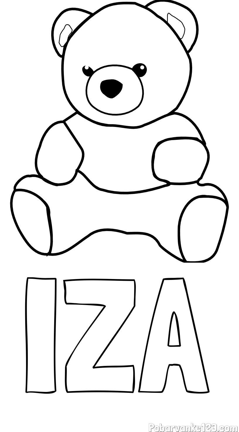 Pobarvanka imena IZA in pobarvanka medvedka