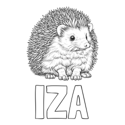 Pobarvanka imena IZA in pobarvanka nasmejanega ježa