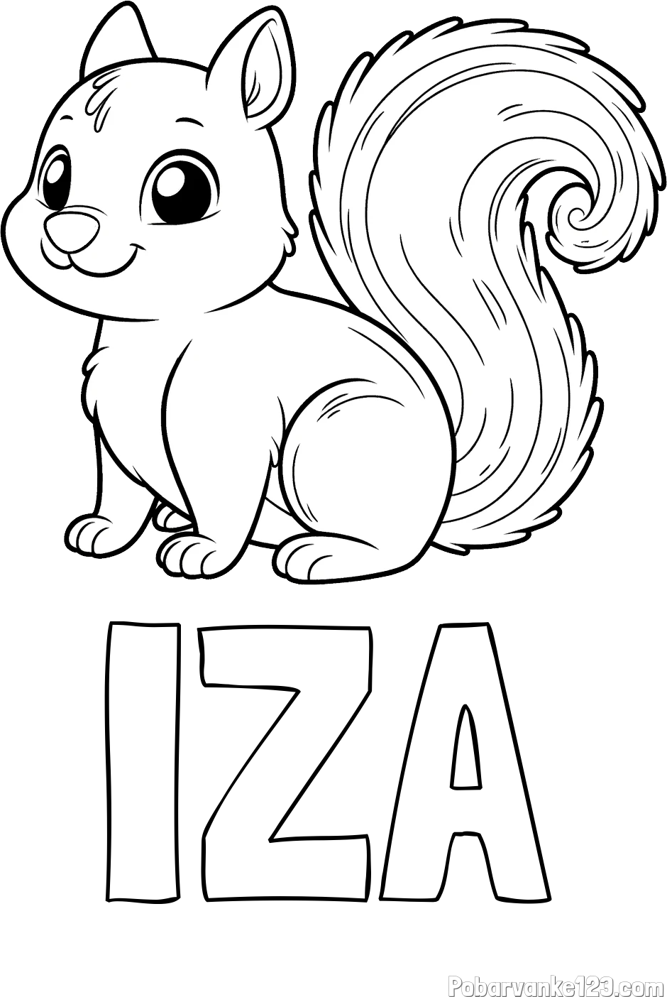 Pobarvanka imena IZA in pobarvanka veveričke