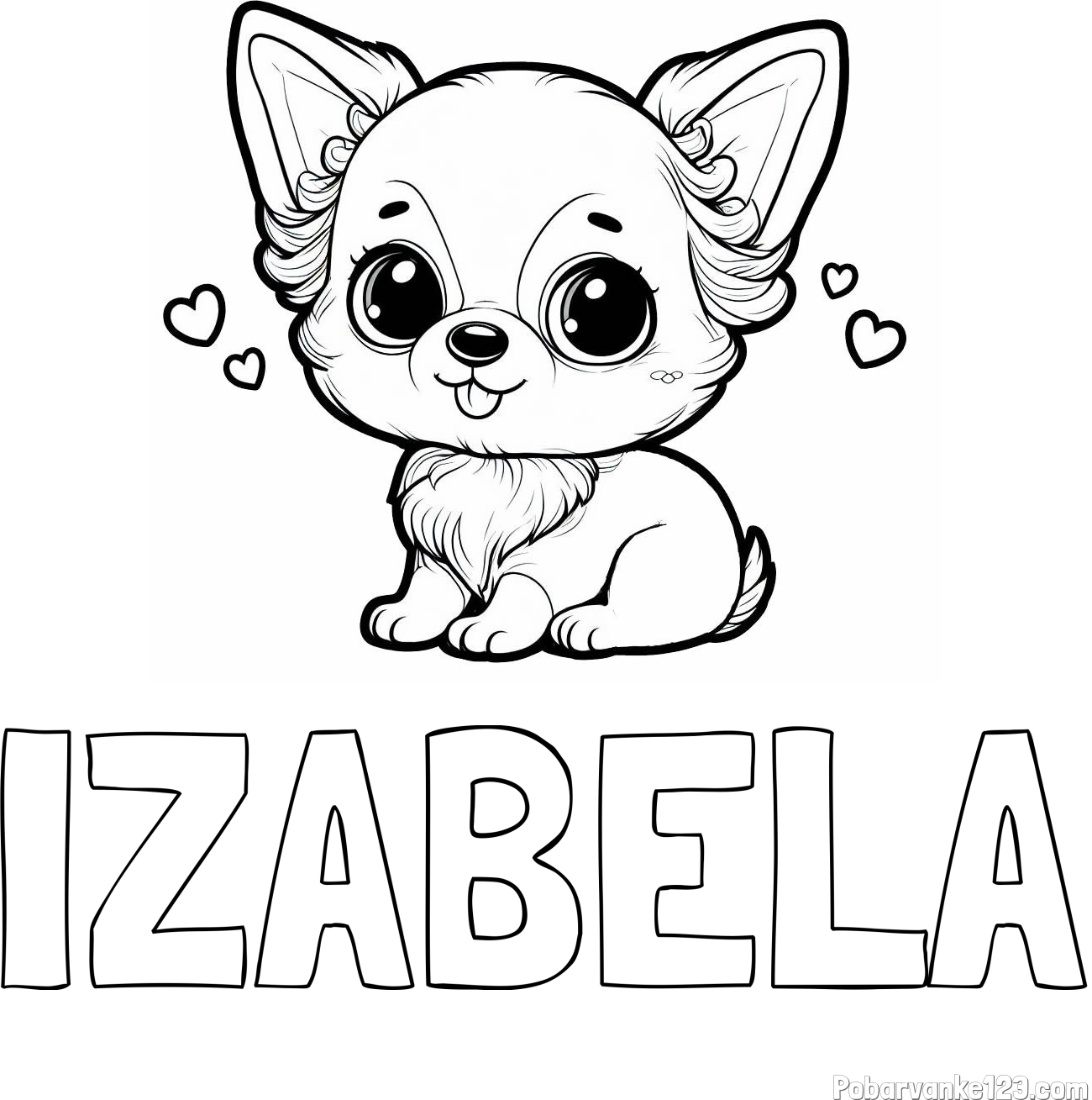 Pobarvanka imena IZABELA in pobarvanka čivave