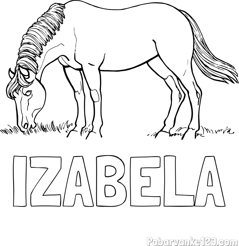 Pobarvanka imena IZABELA in pobarvanka konja med pašo