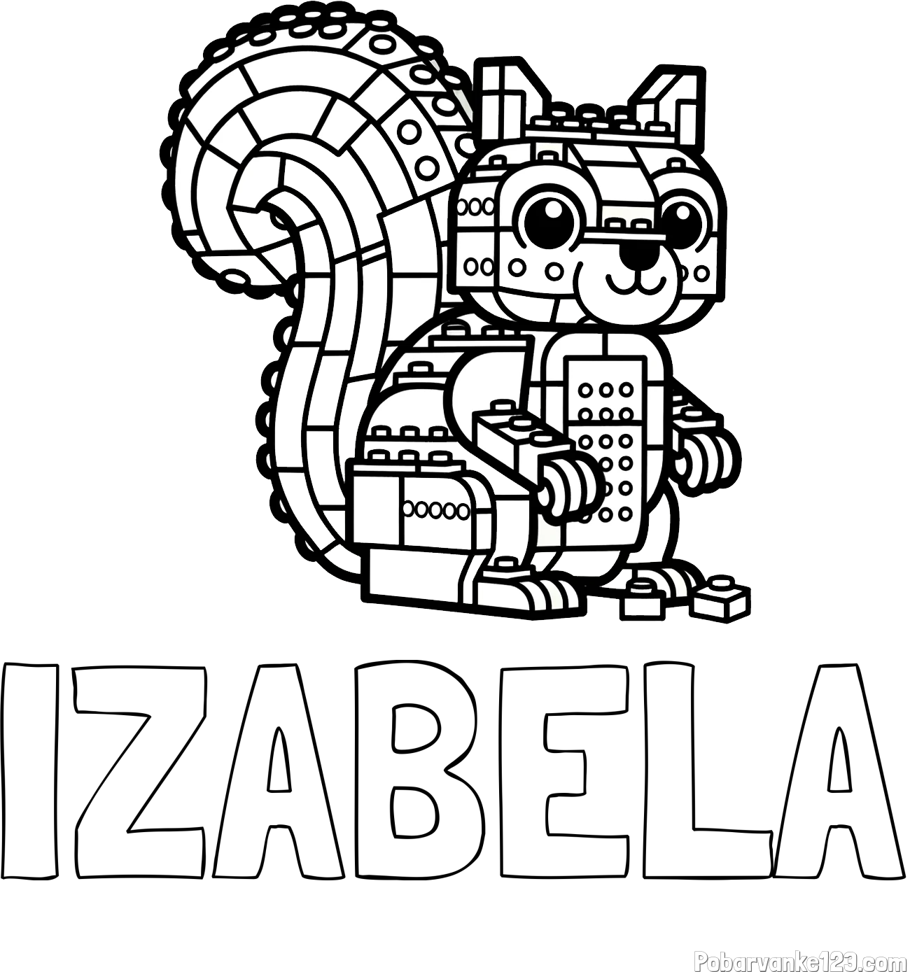 Pobarvanka imena IZABELA in pobarvanka LEGO veverice