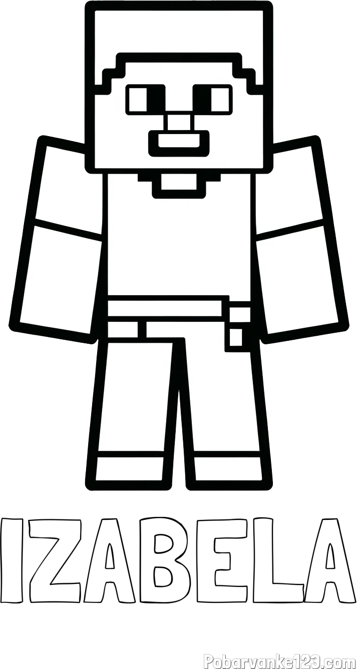 Pobarvanka imena IZABELA in pobarvanka Minecraft figurice