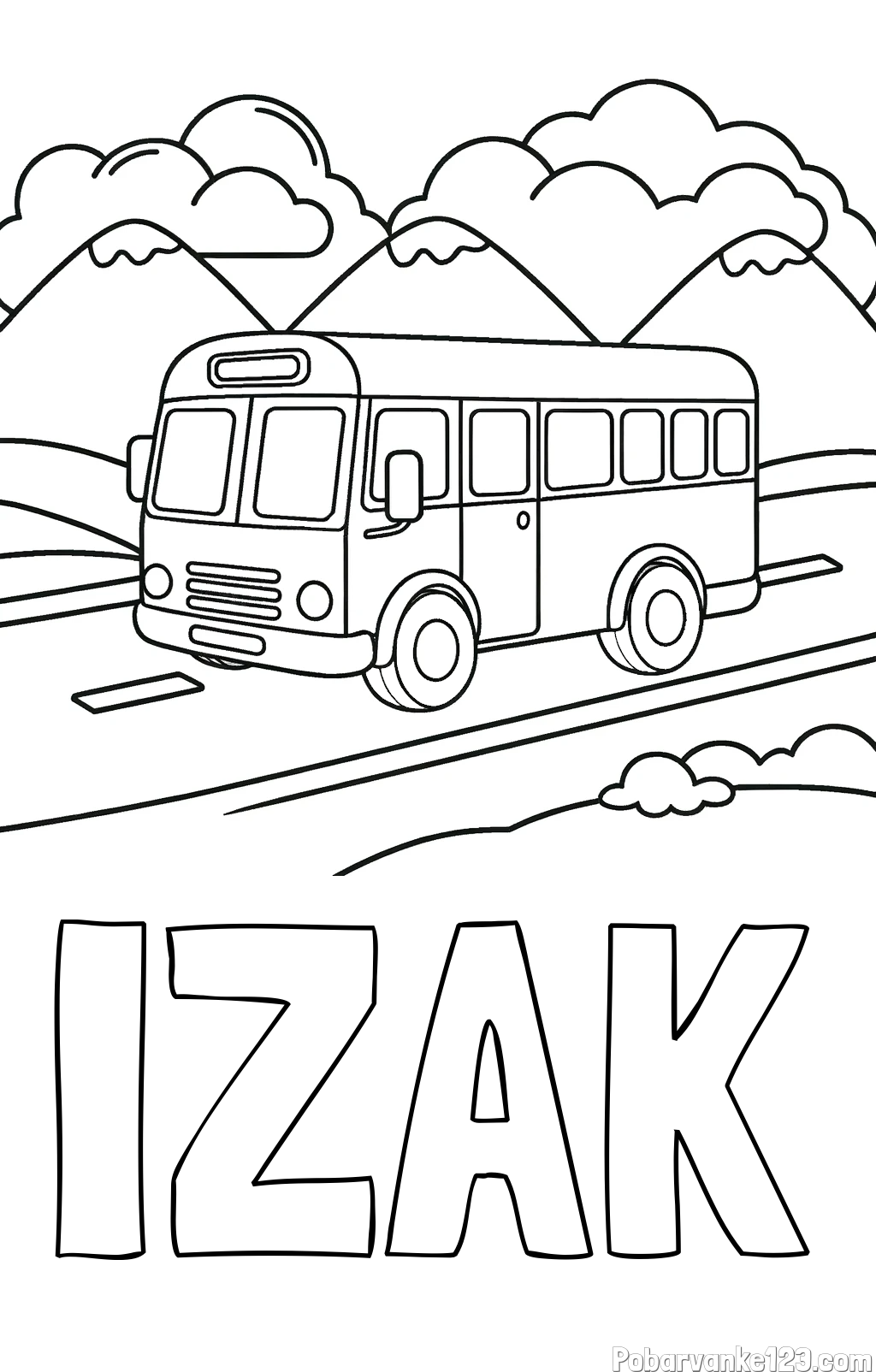 Pobarvanka imena IZAK in pobarvanka avtobusa na vožnji