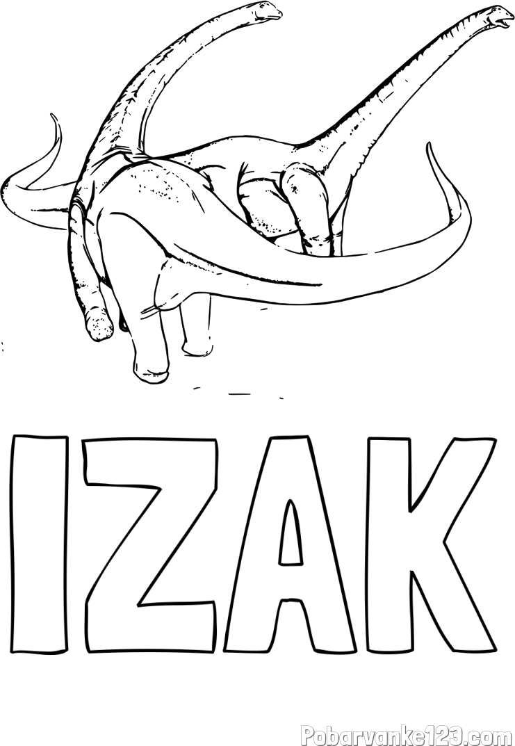 Pobarvanka imena IZAK in pobarvanka dinozavra Alamosaurus