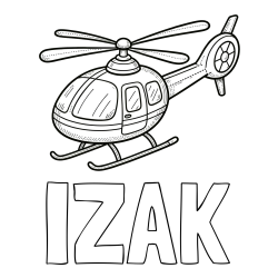 Online izdelana pobarvanka - Pobarvanka imena IZAK in pobarvanka manjšega helikopterja