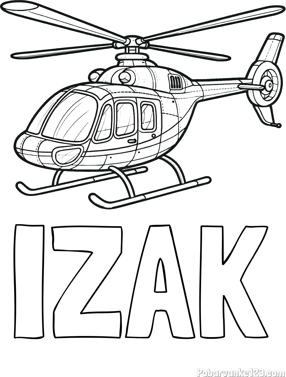 Pobarvanka imena IZAK in pobarvanka sodobnega helikopterja