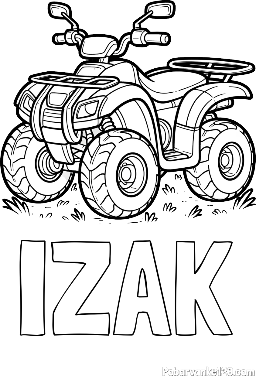 Pobarvanka imena IZAK in pobarvanka velikega štirikolesnika
