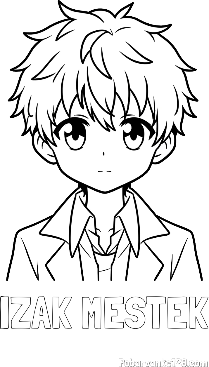 Pobarvanka imena IZAK MESTEK in pobarvanka fanta v anime slogu