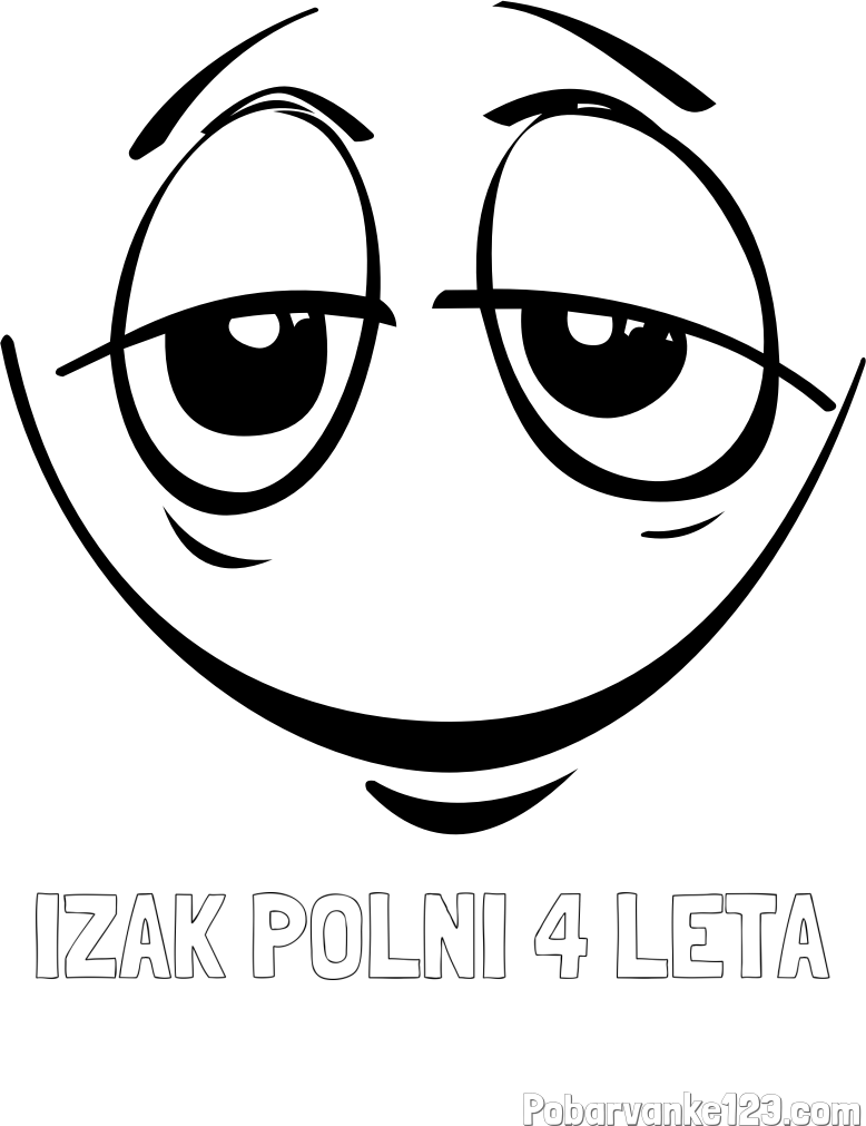 Pobarvanka imena IZAK POLNI 4 LETA in pobarvanka zaljubljenega smeška