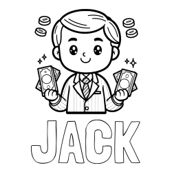 Online izdelana pobarvanka - Pobarvanka imena JACK in otroška pobarvanka bankirja z veliko denarja