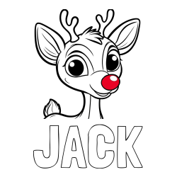 Online izdelana pobarvanka - Pobarvanka imena JACK in pobarvanka ljubkega jelenčka Rudolfa