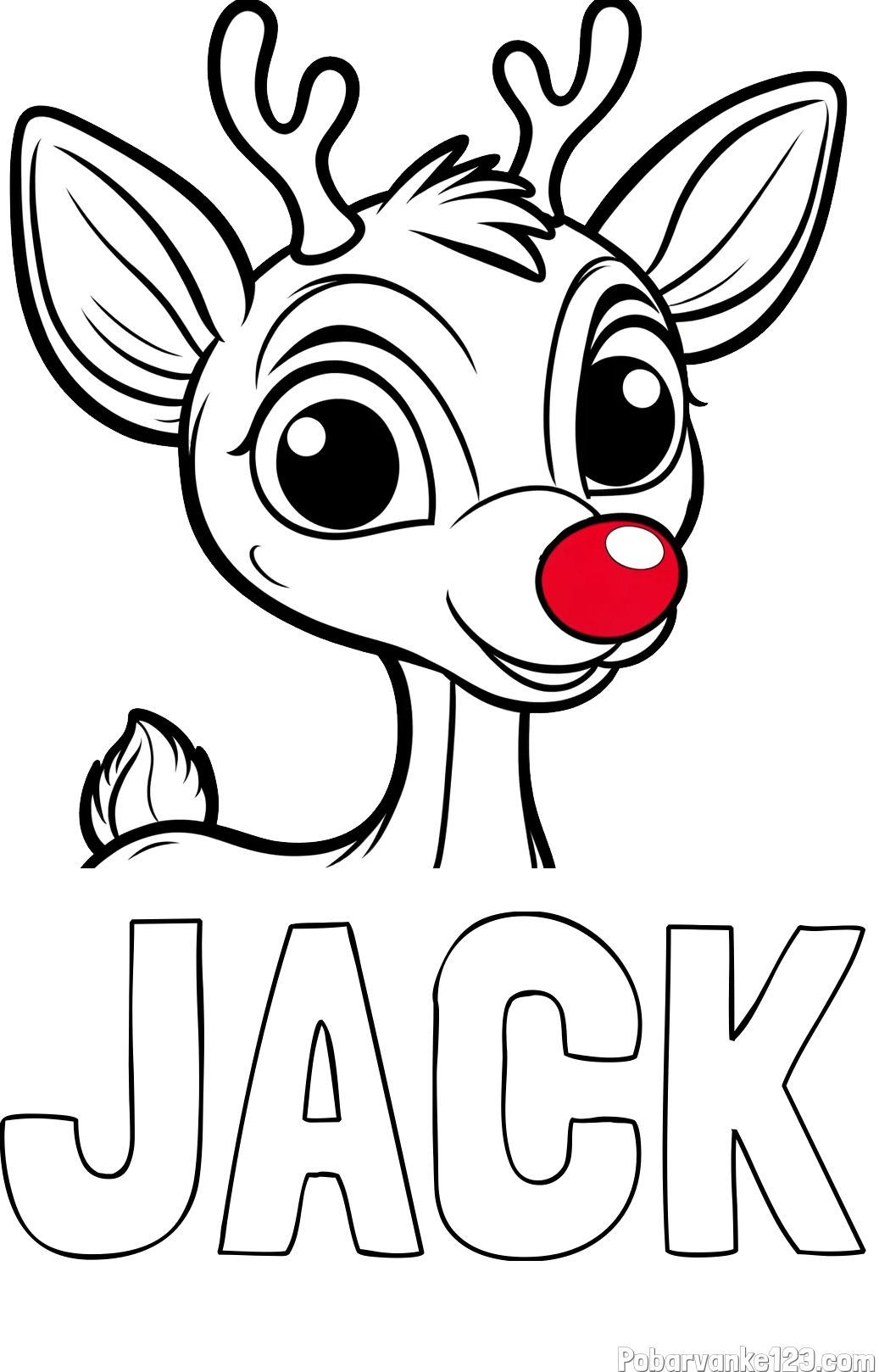 Pobarvanka imena JACK in pobarvanka ljubkega jelenčka Rudolfa