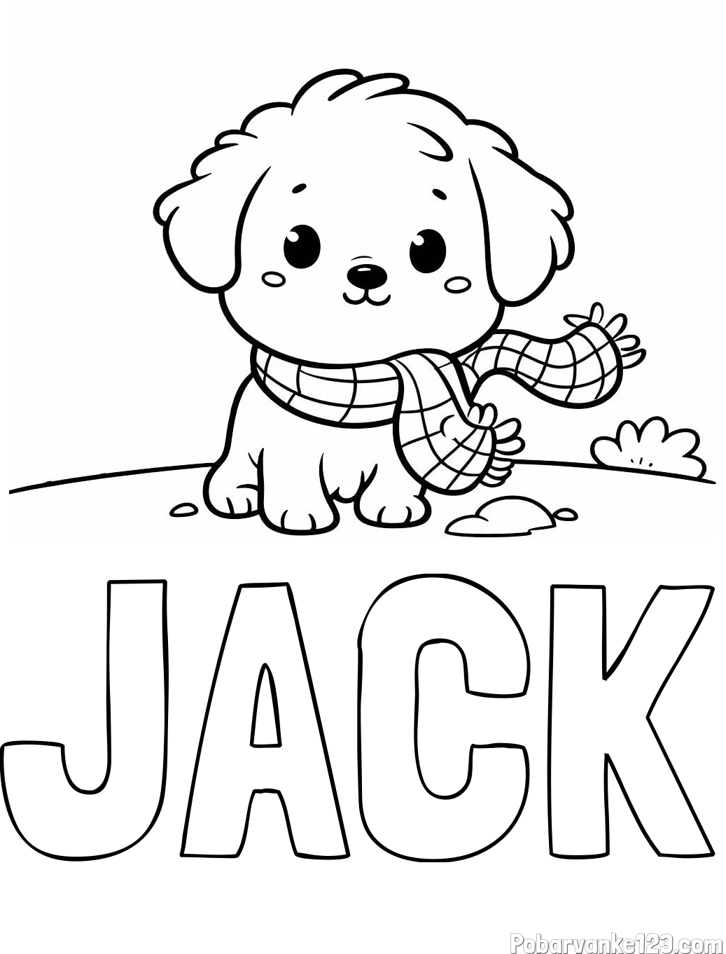 Pobarvanka imena JACK in pobarvanka prikupnega psička