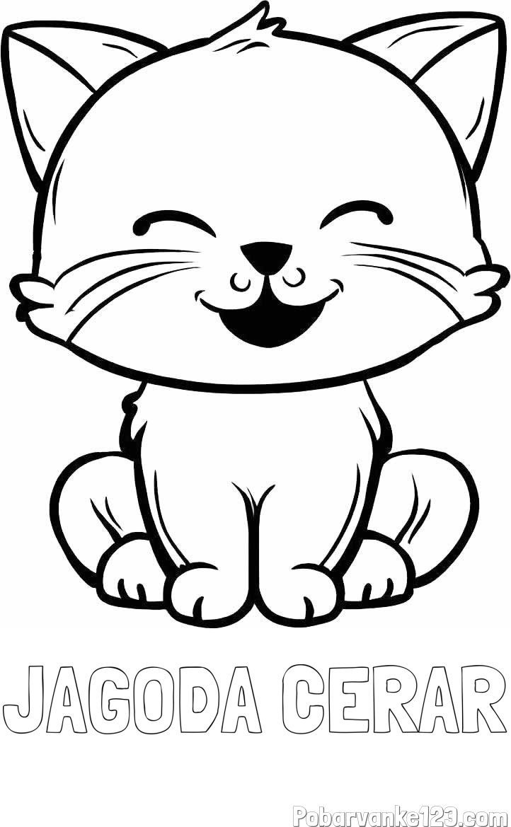 Pobarvanka imena JAGODA CERAR in pobarvanka prikupne mačke
