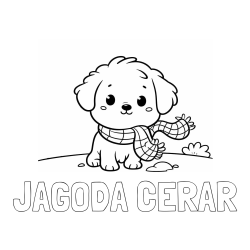 Online izdelana pobarvanka - Pobarvanka imena JAGODA CERAR in pobarvanka prikupnega psička
