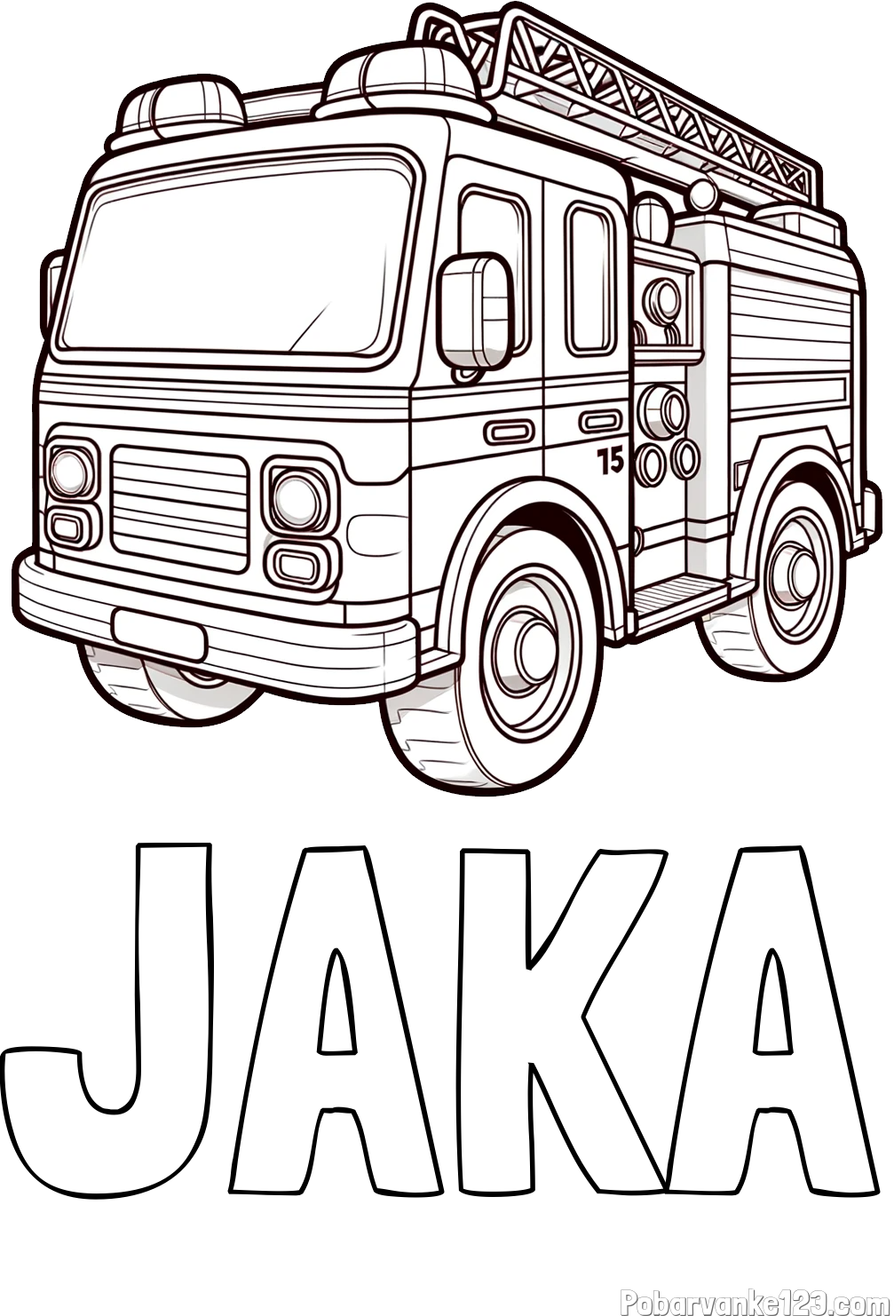 Pobarvanka imena JAKA in otroška pobarvanka gasilskega avta