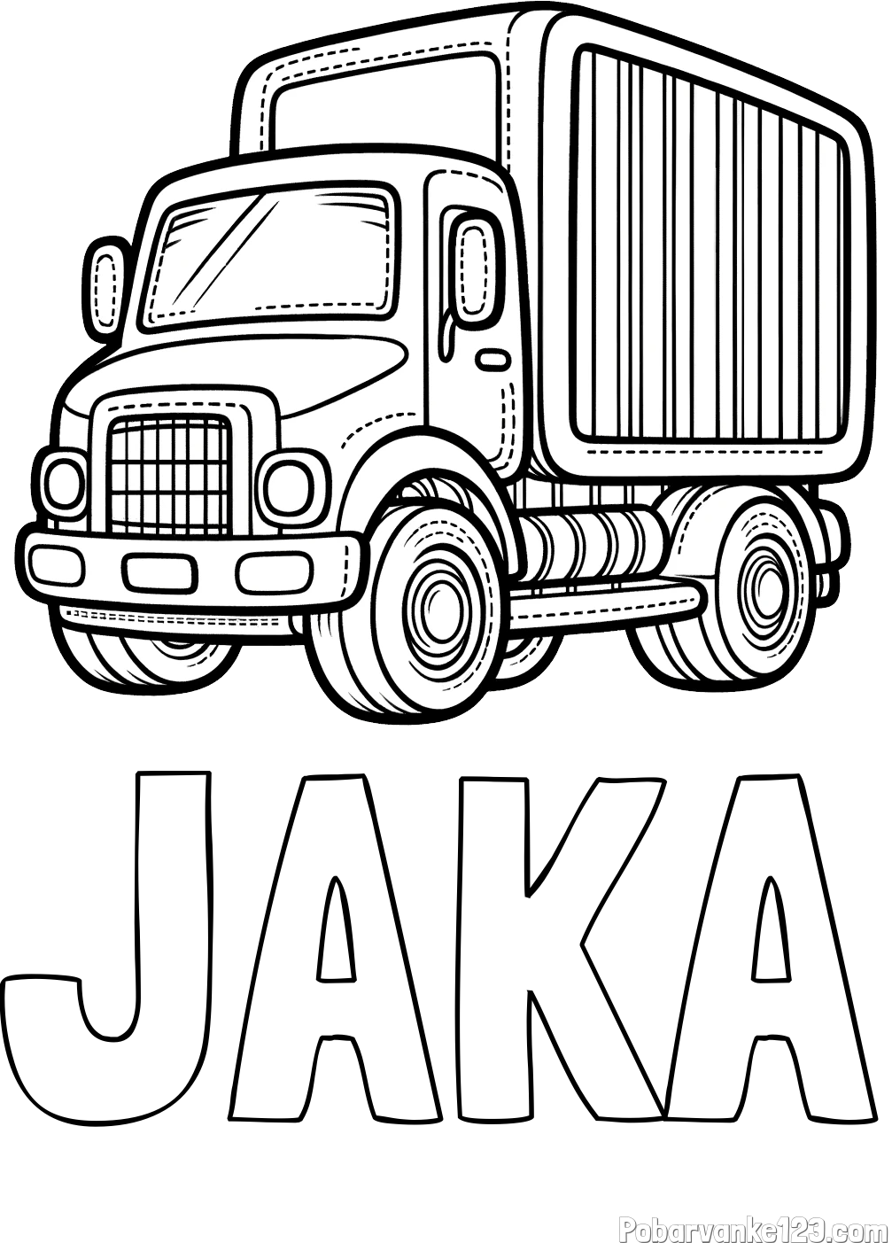 Pobarvanka imena JAKA in pobarvanka majšega tovornjaka