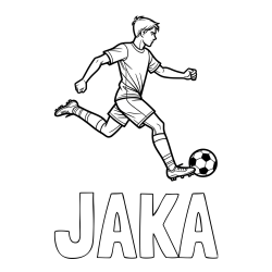 Pobarvanka imena JAKA in pobarvanka nogometaša v napadu