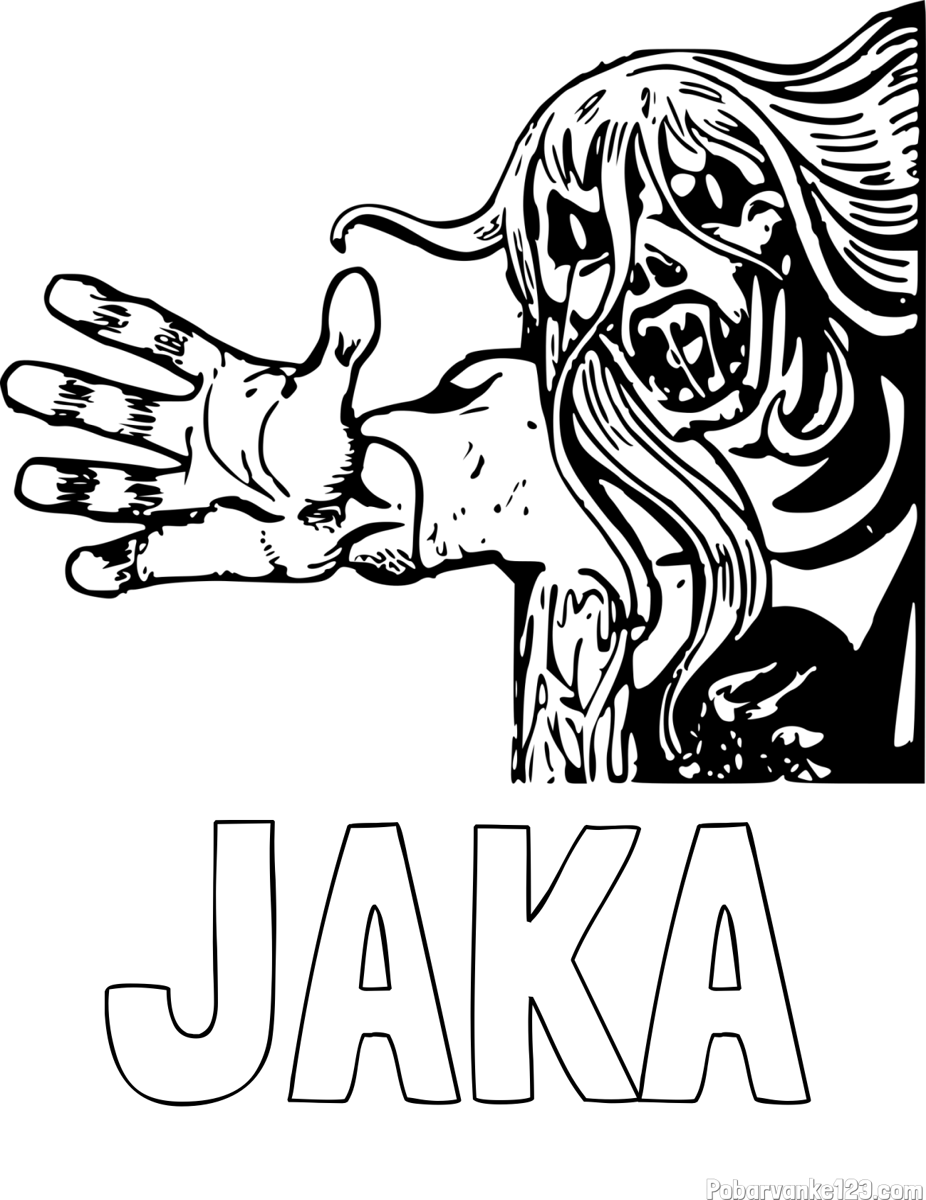 Pobarvanka imena JAKA in pobarvanka pošasti