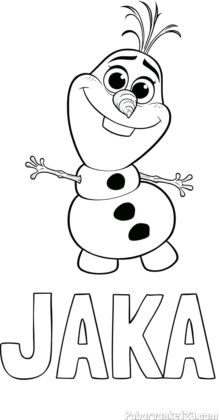 Pobarvanka imena JAKA in pobarvanka prisrčnega snežaka Olaf