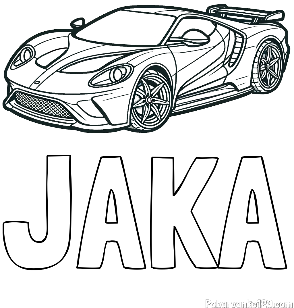 Pobarvanka imena JAKA in Športni avtomobil