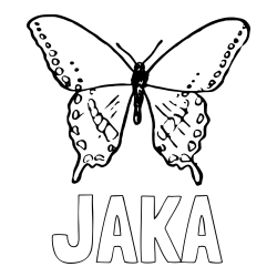 Online izdelana pobarvanka - Pobarvanka imena JAKA in starejša in preprosta pobarvanka metulja