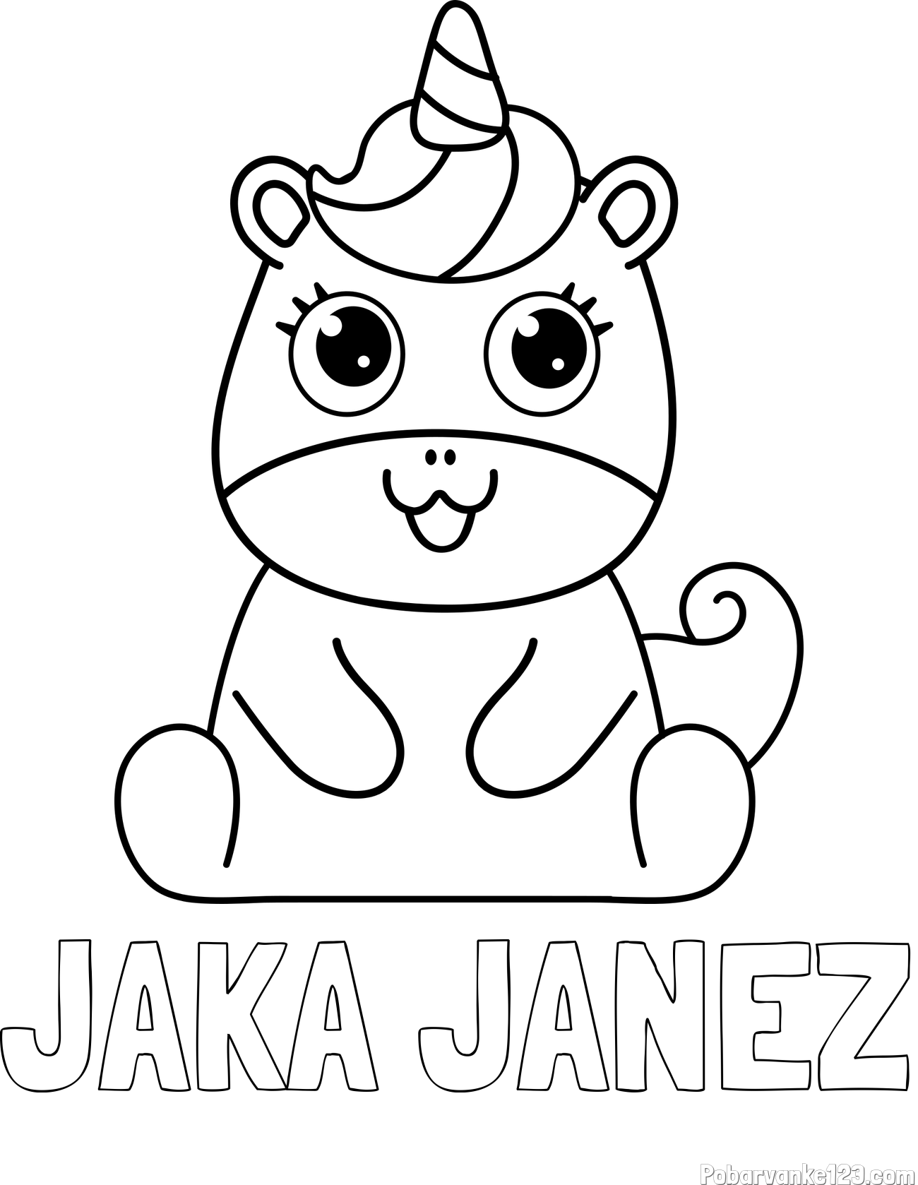 Pobarvanka imena JAKA JANEZ in pobarvanka čudovitega samoroga Unicorn